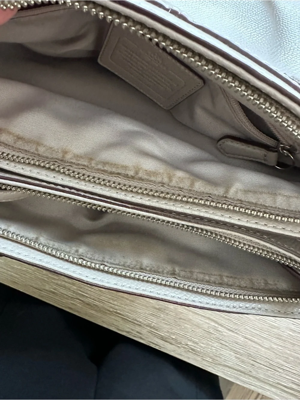 COACH Pebbled Leather Shoulder Bag in taupe